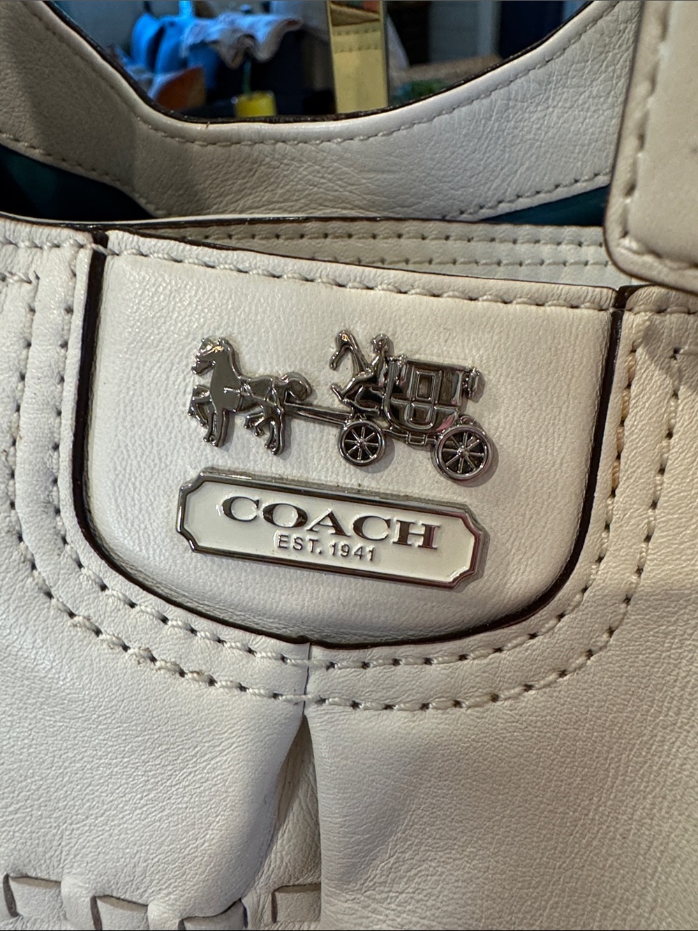 Coach Madison Woven Leather Maggie Shoulder Bag - Picture 2 of 16